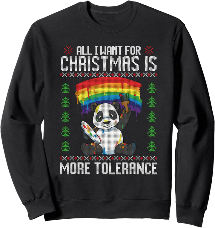 Christmas Panda Pride Gay Lesbisch Queer Rainbow Ugly Xmas Sweatshirt