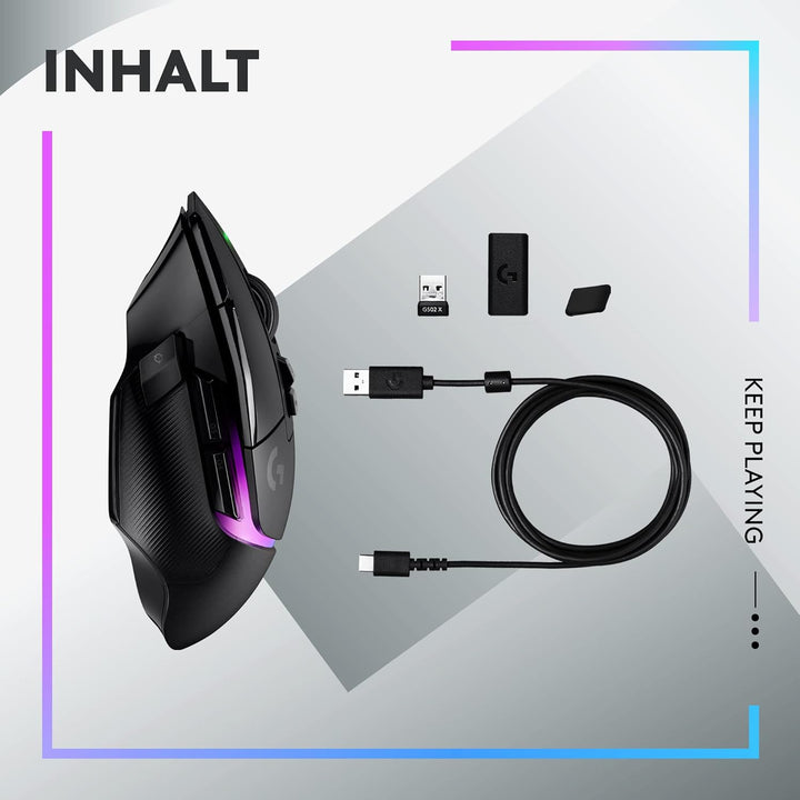 Logitech G502 X PLUS LIGHTSPEED Kabellose RGB-Gaming-Maus - Optische Maus mit LIGHTFORCE Hybridschal