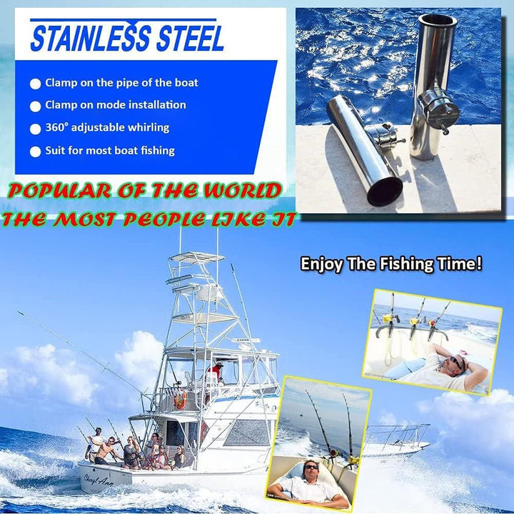 AMYSPORTS Rutenhalter Edelstahl auf Angelrutenhalter für Schienen 3/4" bis 1" 19mm bis 25mm