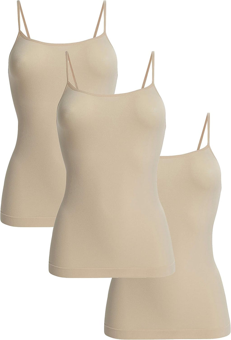 UnsichtBra 3er Pack Damen Shape Unterhemden | Spaghettiträger Basic Top Unterhemd | Mikrofaser Spagh