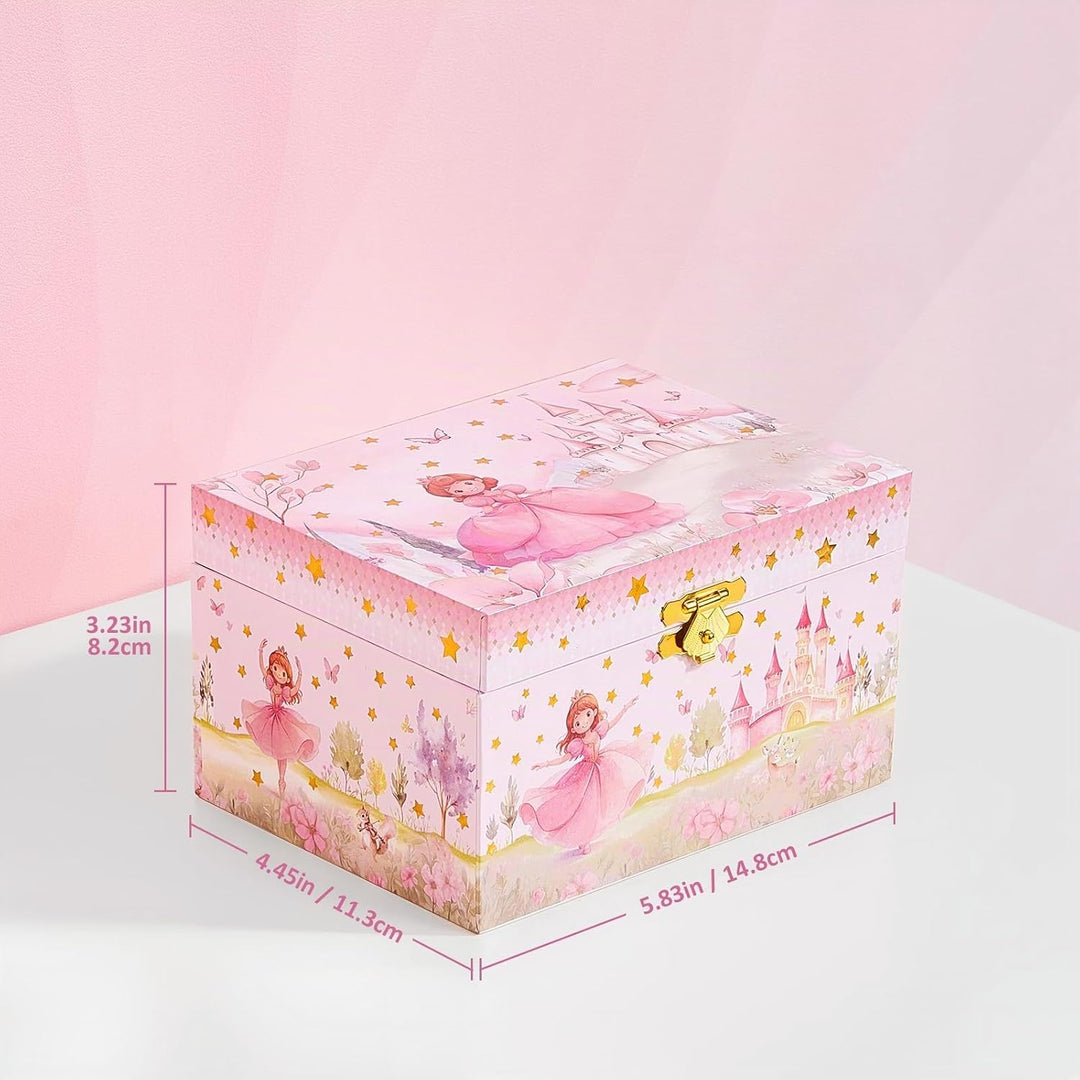 ProCase Kinder Musik Box Schmuckkästchen mit Spieluhr Princess, Schmuckschatulle mit Melodie für Mäd
