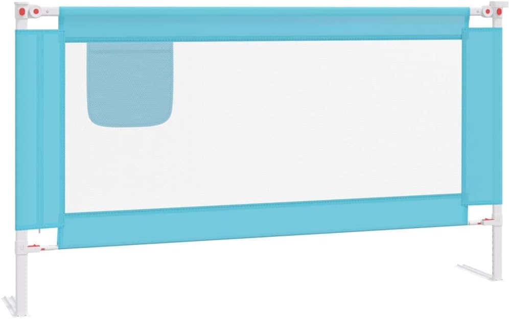 puraday Kleinkind-Bettschutzgitter Blau 150x25x(70-95) cm Stoff Bettgitter Rausfallschutz Rausfallsc