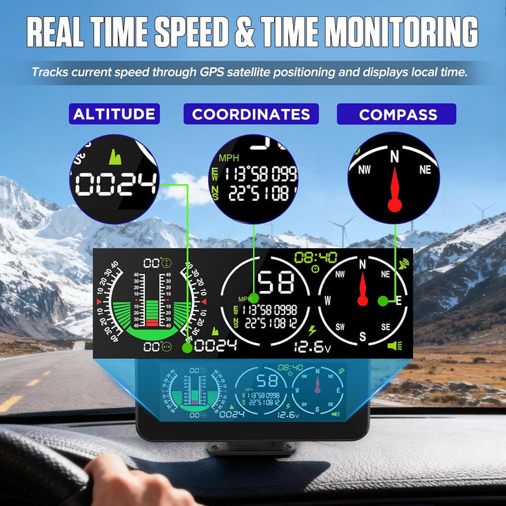 MR CARTOOL M60 Auto Neigungsmesser Kfz Digital GPS Tacho HUD Anzeige Clinometer mit Kompass für alle