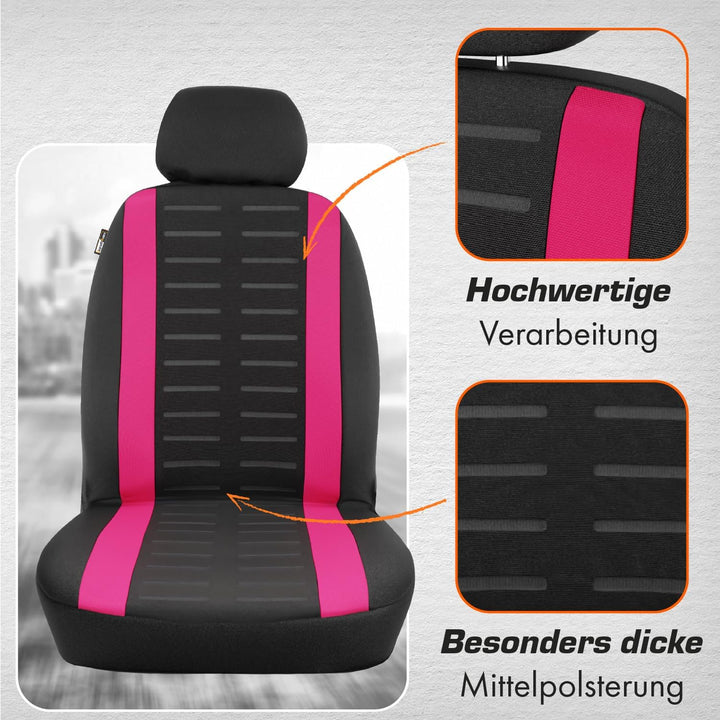 Upgrade4cars Autositzbezüge Set Universal | Auto-Schonbezüge für die Vordersitze & Rückbank in Pink
