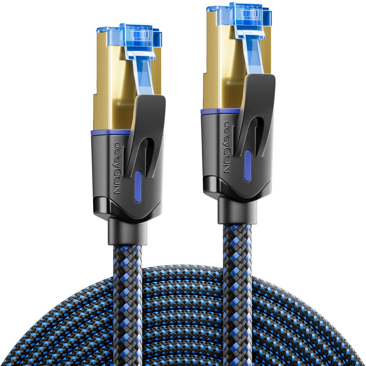 deleyCON 10m CAT 8 Netzwerkkabel (40 Gbit/s, Nylon, 100% Kupfer) S/FTP PIMF - Gigabit Ethernet Patch