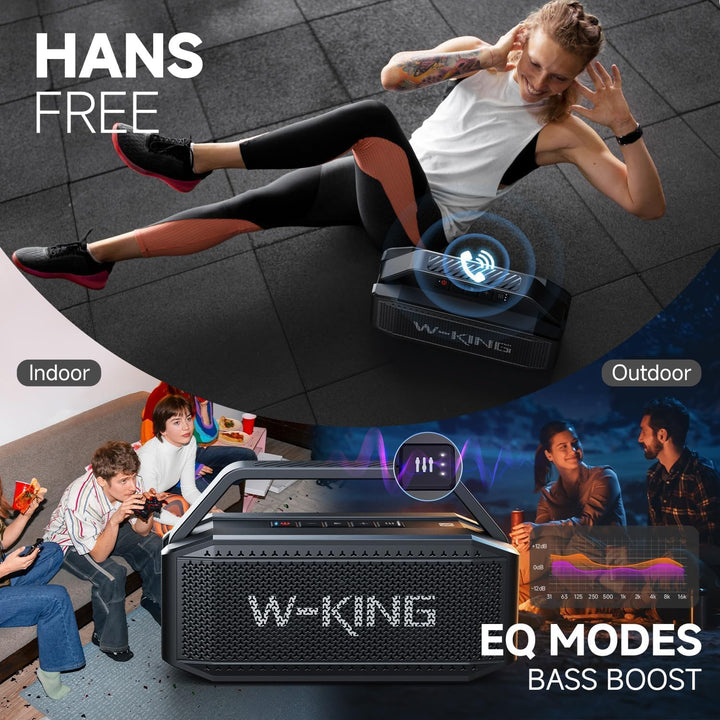 W-KING Bluetooth Lautsprecher Boxen Gross, 60W(100W Spitze) IPX6 Musikbox Lautsprecher Bluetooth Box