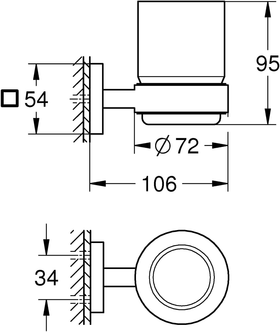 GROHE Start Cube - Glas mit Halter (verdeckte Befestigung, Material: Glas /Metall), supersteel, 4109