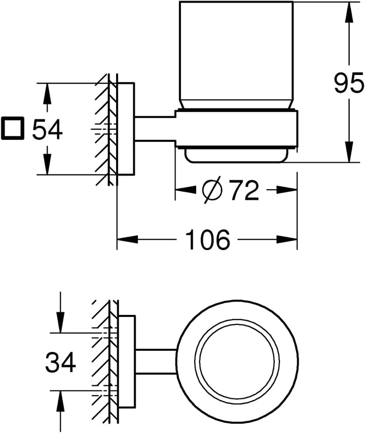 GROHE Start Cube - Glas mit Halter (verdeckte Befestigung, Material: Glas /Metall), supersteel, 4109