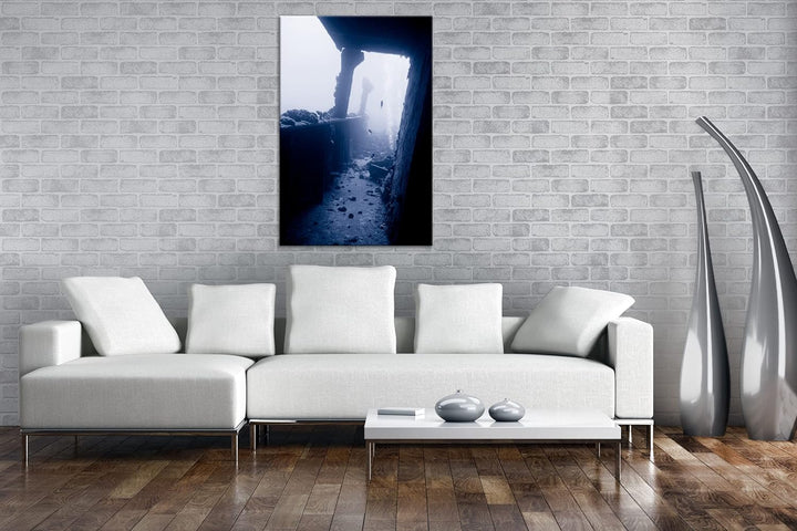 deyoli Atemberaubendes Unterwasser Wrack Format:90x60 cm als Leinwandbild, Motiv fertig gerahmt auf