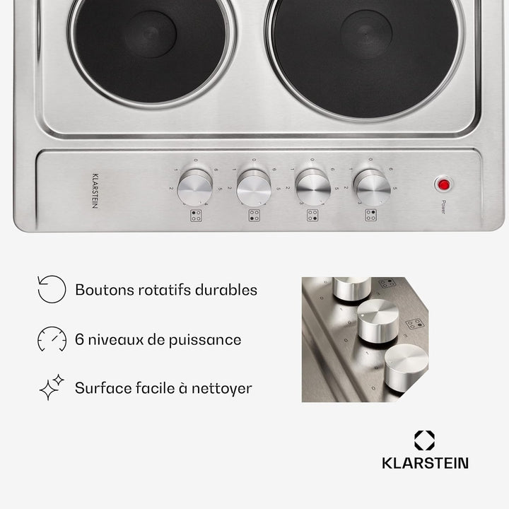 Klarstein Appetito Massekochfeld Einbau, Restwärmeanzeige, Drehknöpfe, 6 Leistungsstufen, Elektrisch