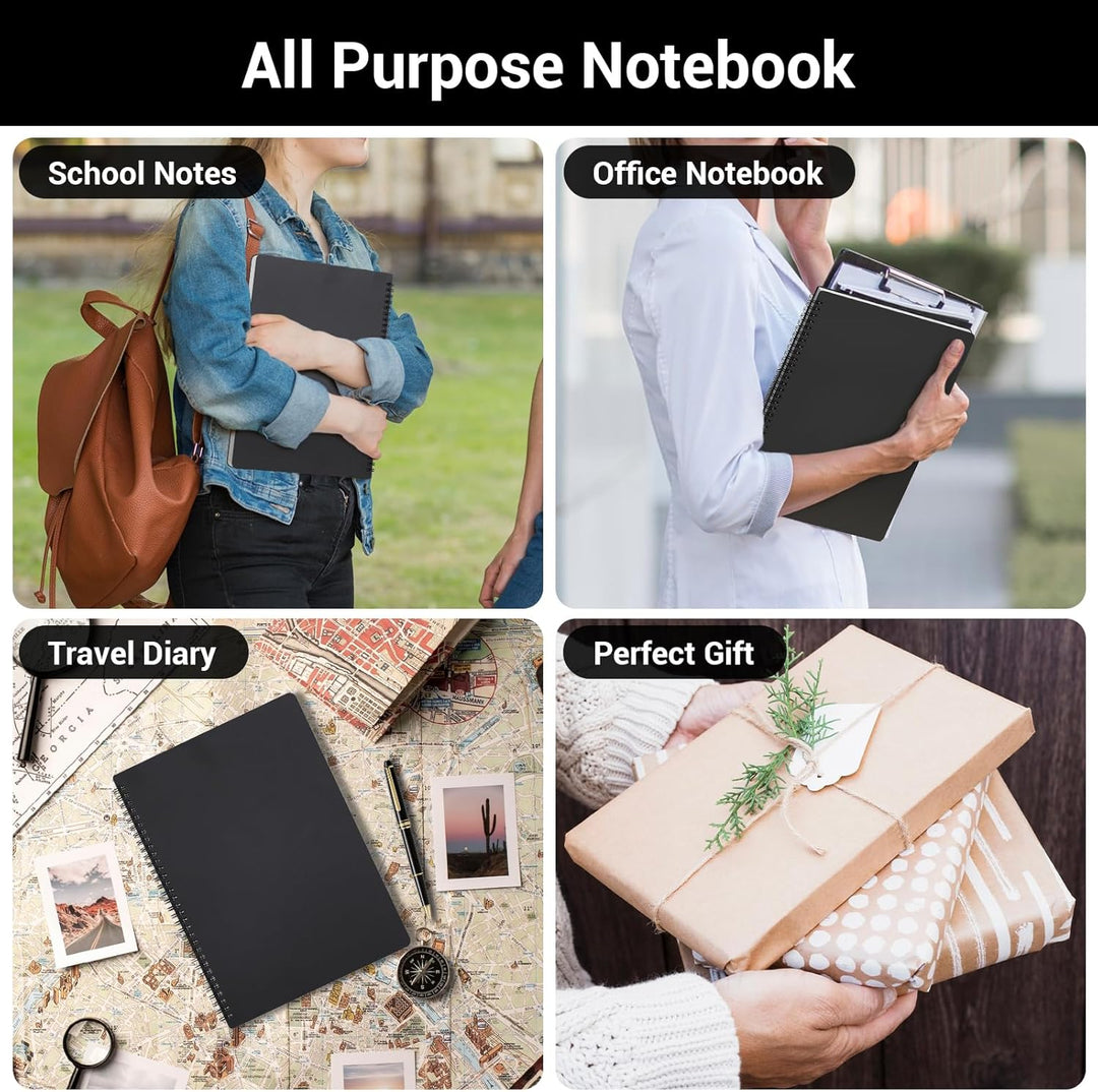 Yarotm Notizbuch Liniert Spiral A4 – 4er Pack Notiz Ringbuch a4 Liniert – Notizblöcke Spiralbindung