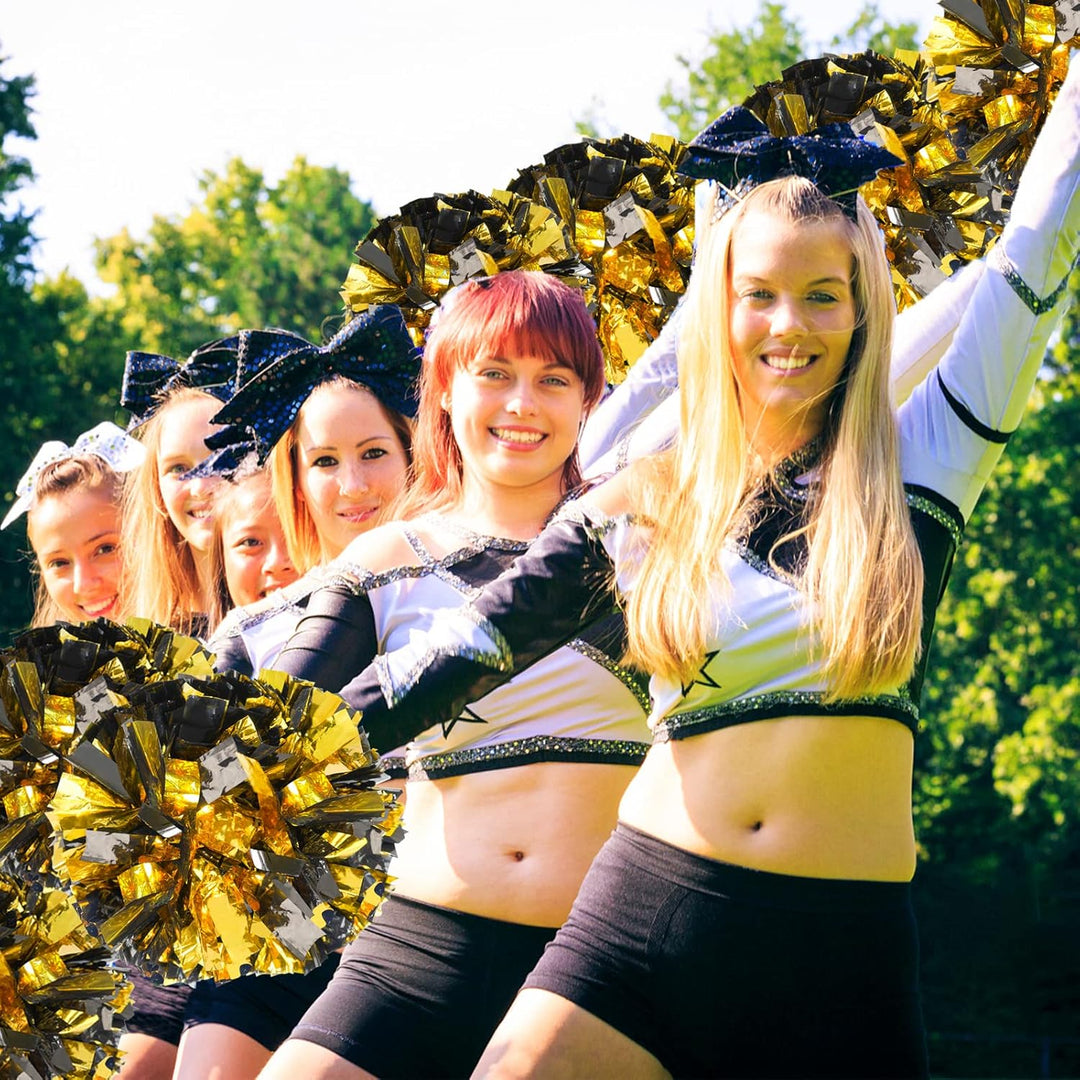 4 Stück verbesserte 30,5 cm metallische Cheerleader-Pompons, HOLENGS Cheerleader-Pompons für Kinder