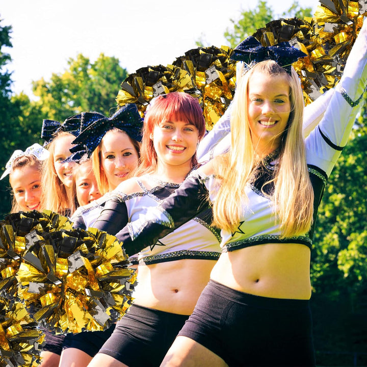 4 Stück verbesserte 30,5 cm metallische Cheerleader-Pompons, HOLENGS Cheerleader-Pompons für Kinder