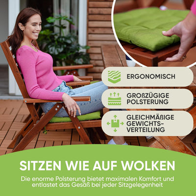 Gräfenstayn® 8er-Set Sitzkissen 40x40x3cm mit Haltebändern für Indoor und Outdoor mit Öko-Tex Siegel