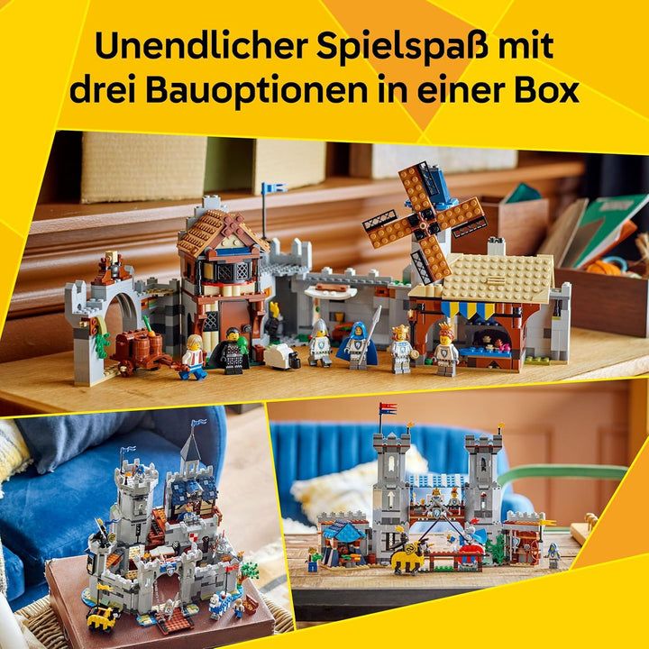 LEGO Creator Ritterburg im Mittelalter - 3-in-1-Bauset - Spielzeug Ritterburg - Umwandelbar in Ritte