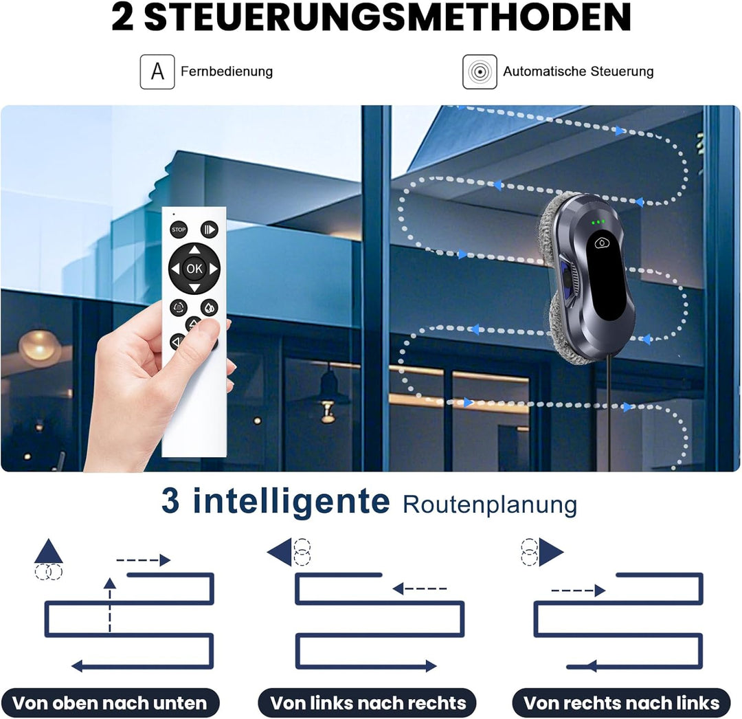 Fensterputzroboter 2026 Neuheit, 6000Pa, Doppeldüsen-Sprühfunktion,