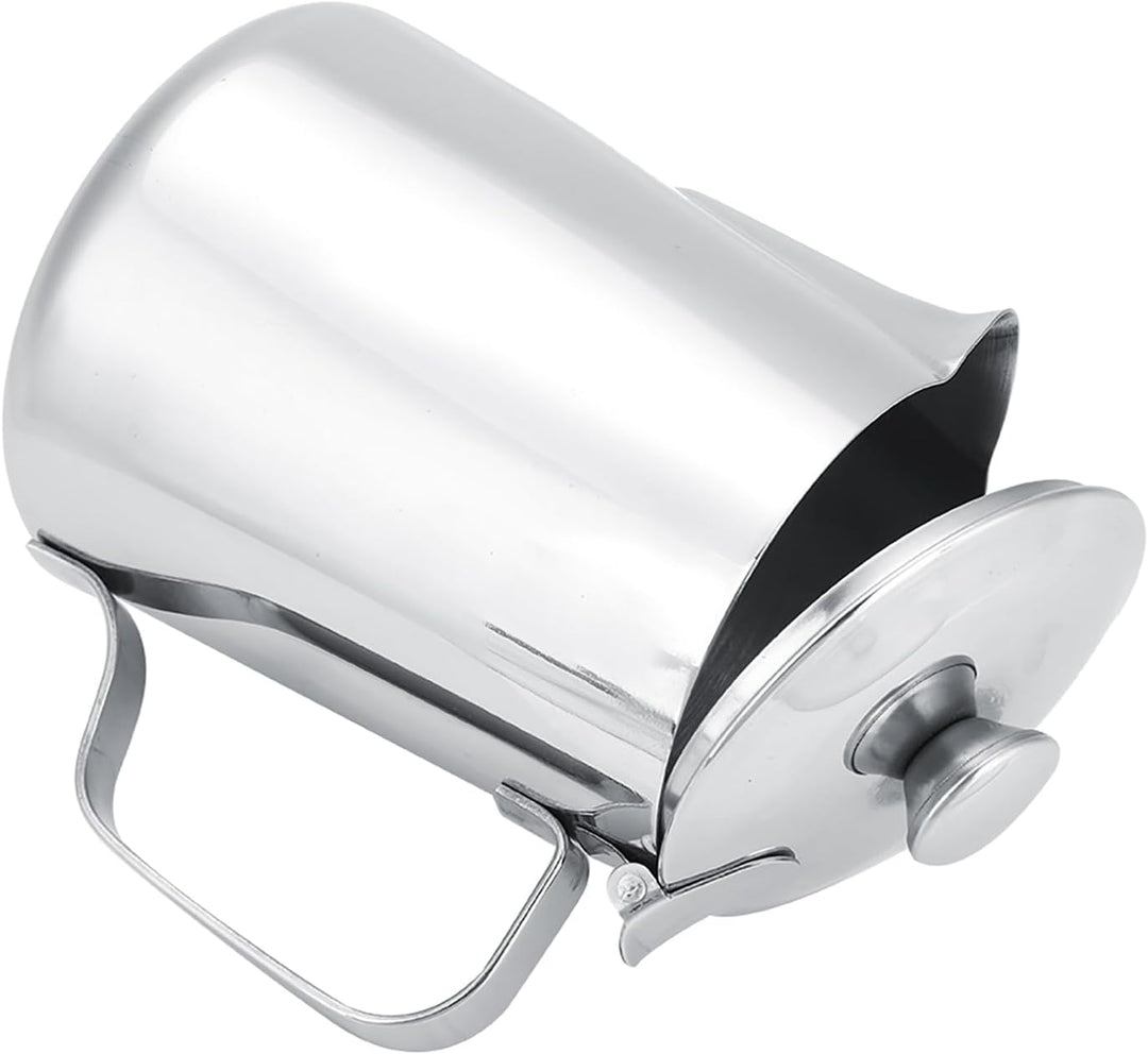 Milchaufschäumkrug mit Deckel Tropffreier Auslauf aus Edelstahl Kaffee Milchaufschäumbecher für Capp