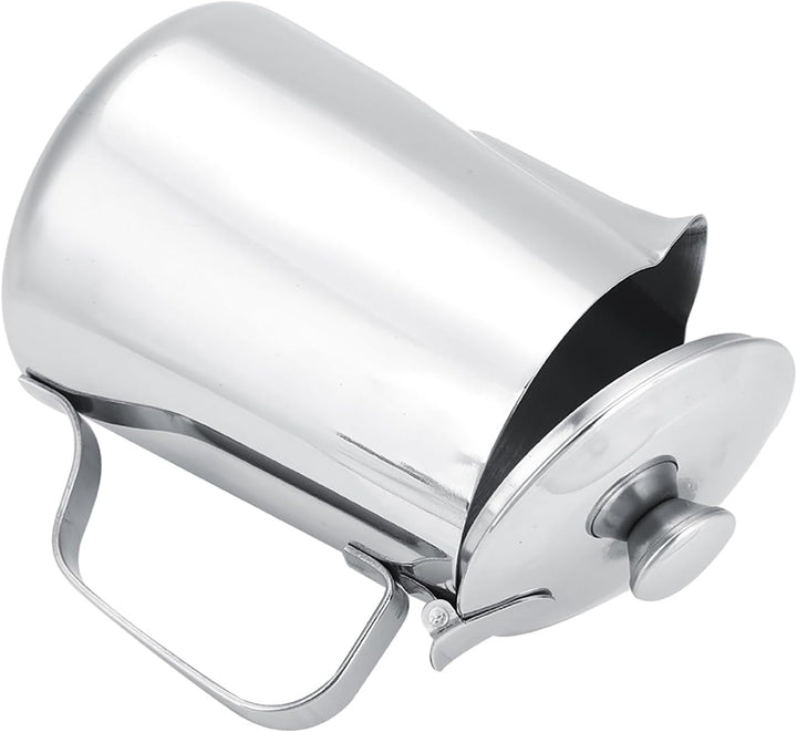 Milchaufschäumkrug mit Deckel Tropffreier Auslauf aus Edelstahl Kaffee Milchaufschäumbecher für Capp