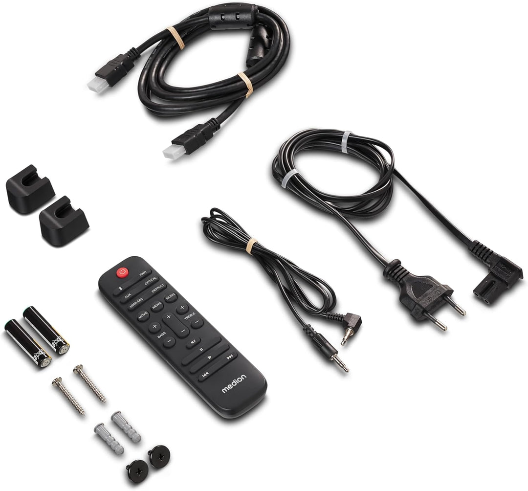 MEDION P61155 2.0 Soundbar mit Bluetooth (inkl. Fernbedienung, Touch-Steuerung, HDMI (ARC), AUX, opt
