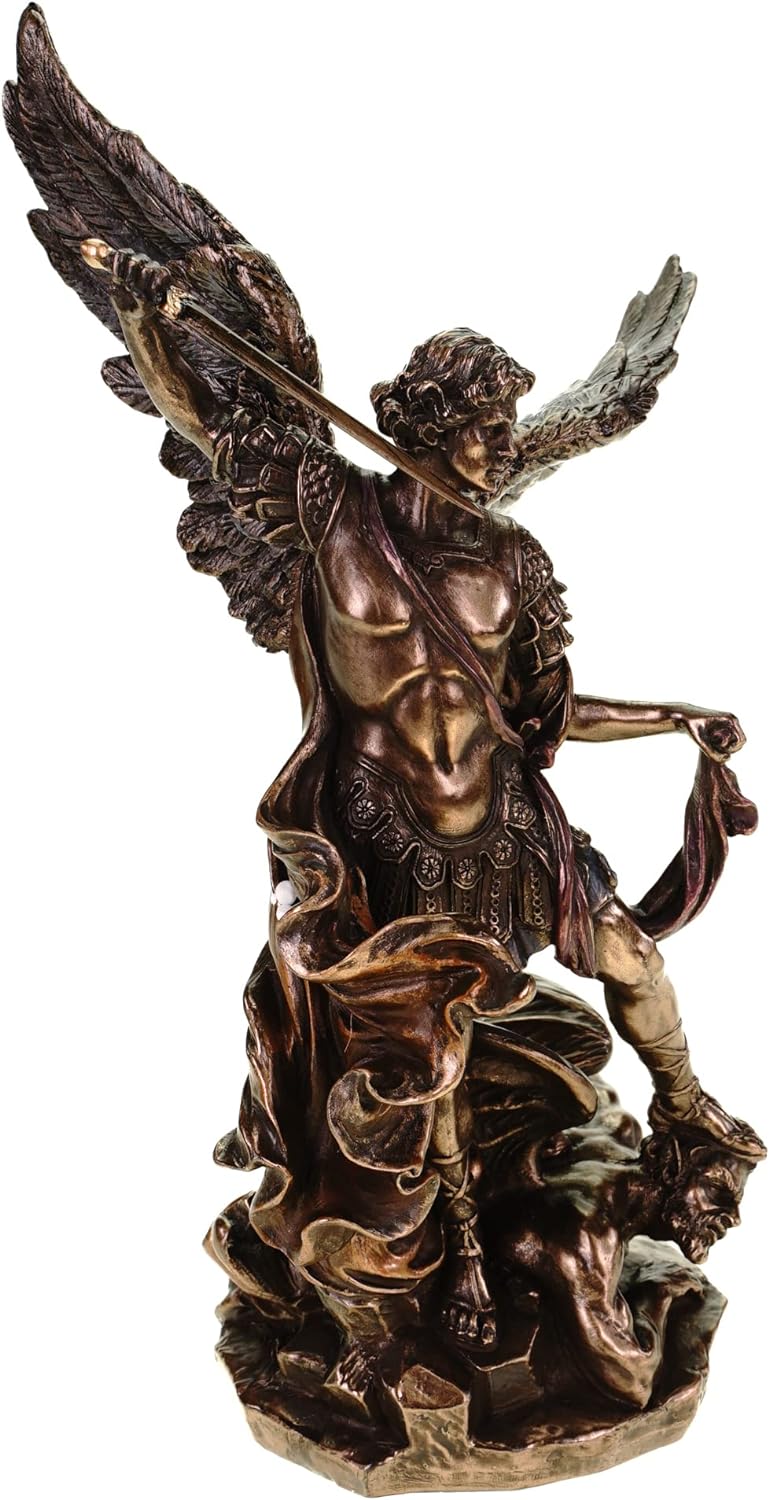 Veronese Figur Erzengel Michael bekämpft das Böse Figur bronziert Skulptur