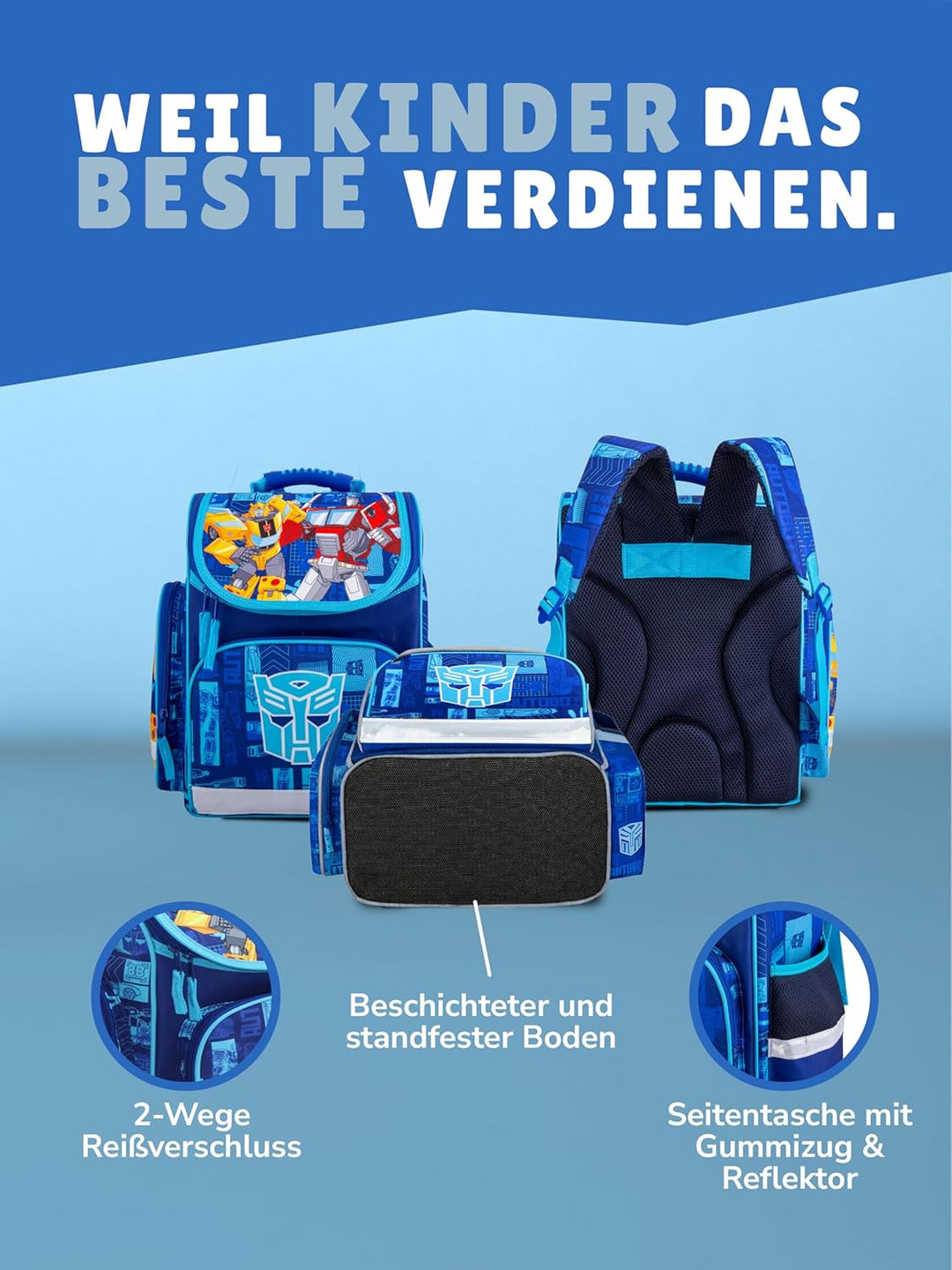 Familando Transformers Schulranzen 1. Klasse für Jungen und Mädchen · ergonomischer Tornister · Jung