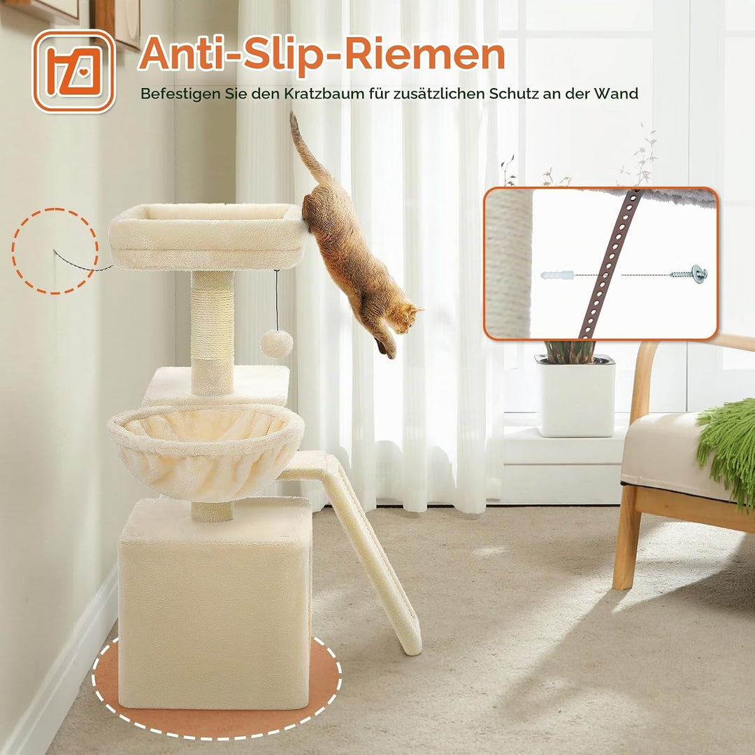 PAWZ Road Kleiner Kratzbaum mit Kratzmatte, Hängematte, Eigentumswohnung und Korb, Kleiner Katzenbau