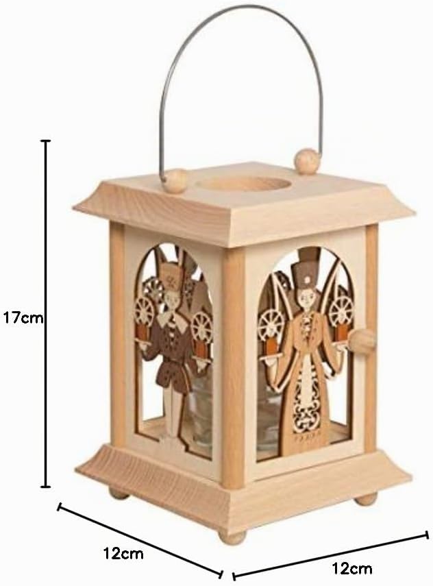 Drechslerei Kuhnert Tischlaterne/Teelichthalter - Motiv: Engel und Bergmann aus Edelholz - Masse: 11