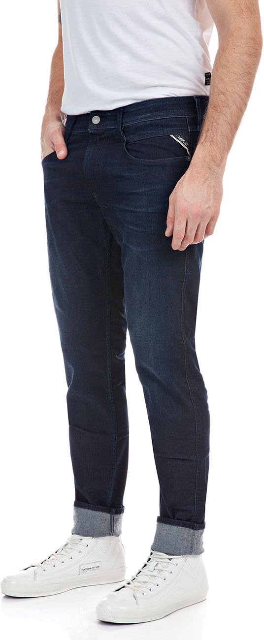 Replay Herren Jeans Anbass Slim-Fit mit Comfort Stretch 30W / 32L Blu (Blu Scuro 781), 30W / 32L Blu