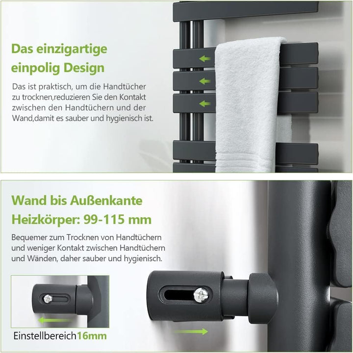 S'AFIELINA Badheizkörper Paneel Heizkörper Bad 1599x600mm Handtuchheizkörper 1005W, Handtuchtrockner