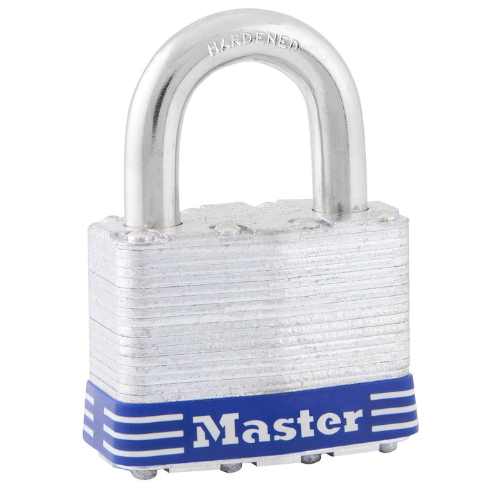 Master Lock 5EURD Vorhängeschloss aus laminiertem Stahl mit Schlüssel, Grau, 7,4 x 5,1 x 3,3 cm 7,4