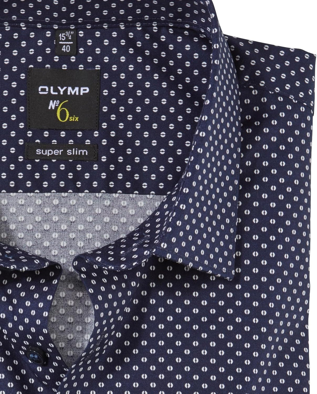 OLYMP Herren Businesshemd Langarm No. Six,Rotationsdruck,super Slim,Urban Kent 40 Marine 18, 40 Mari