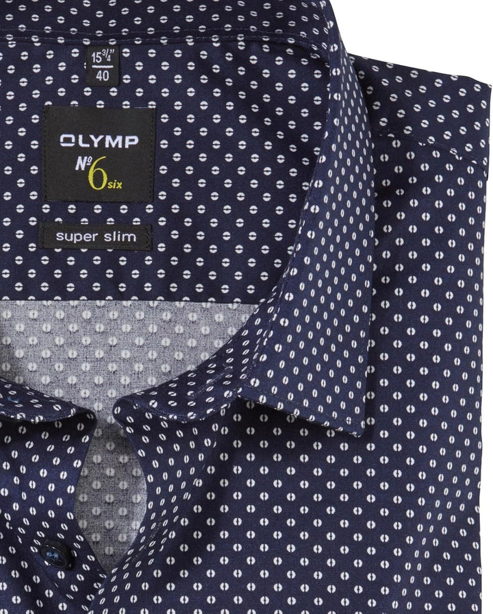 OLYMP Herren Businesshemd Langarm No. Six,Rotationsdruck,super Slim,Urban Kent 40 Marine 18, 40 Mari