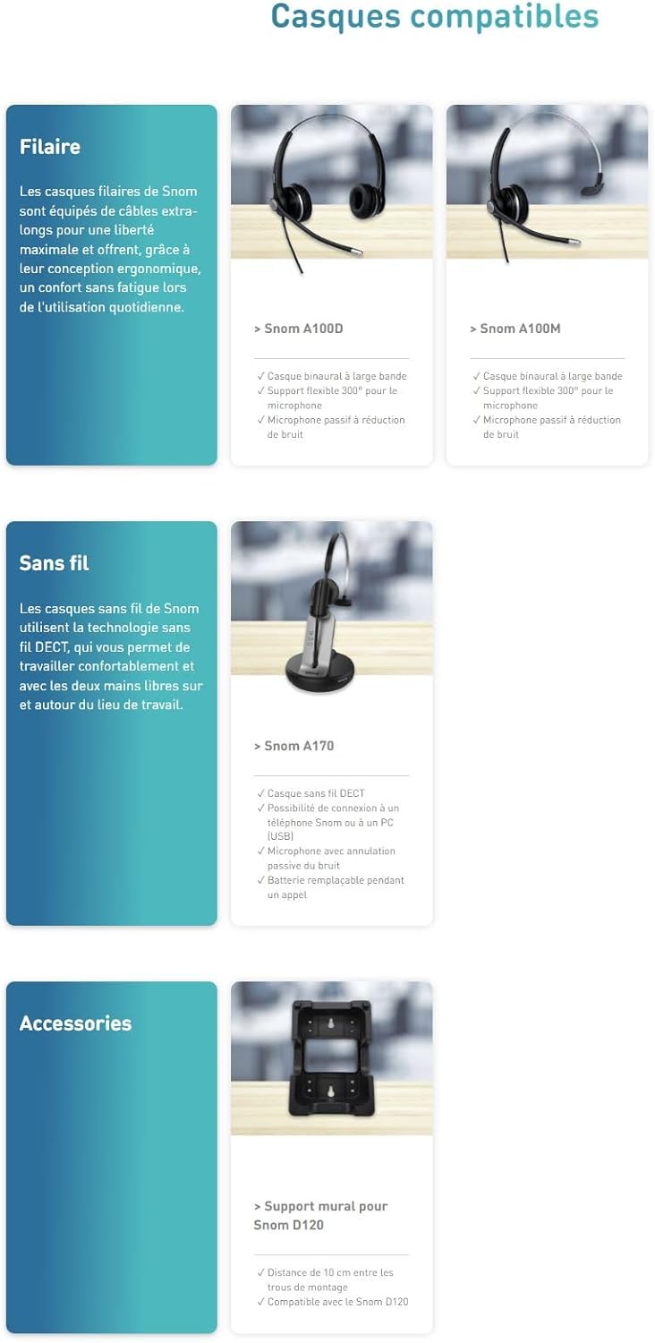 Snom D120 IP Telefon, SIP Tischtelefon, 2 SIP-Identitäten, PoE, Grafisches Display mit Hintergrundbe