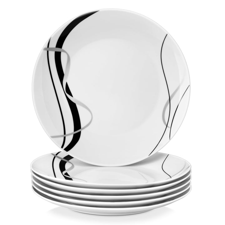VEWEET Fiona Porzellan Rund Teller, Essteller Set 6 Personen, Durchmesser 27,4 cm, Geschirr für Mikr