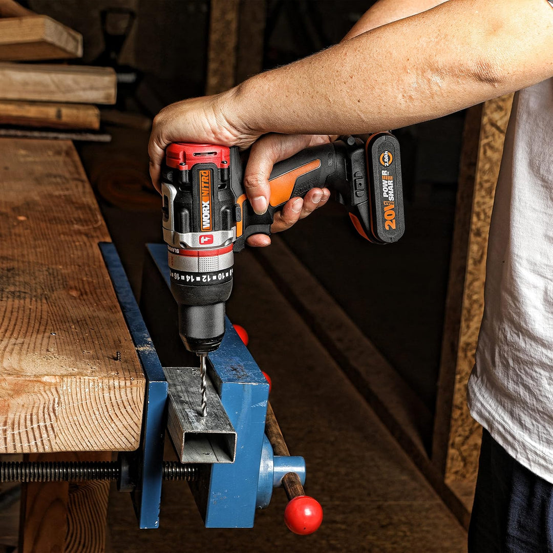 WORX WX354 Akku Schlagbohrhammer 20V - bürstenloser Motor - 18 Drehmomenteinstellung + Bohren & Hamm