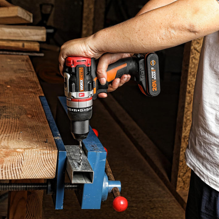 WORX WX354 Akku Schlagbohrhammer 20V - bürstenloser Motor - 18 Drehmomenteinstellung + Bohren & Hamm