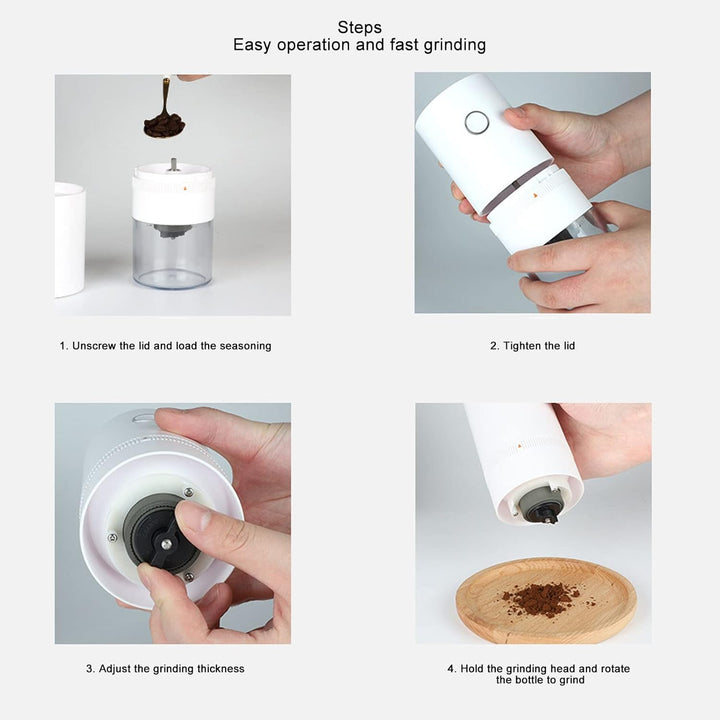Topyond Elektrische Kaffeebohnenmühle,USB Aufladung,USB Aufladung Für Die Küche zu Hause,Kabellos,Tr
