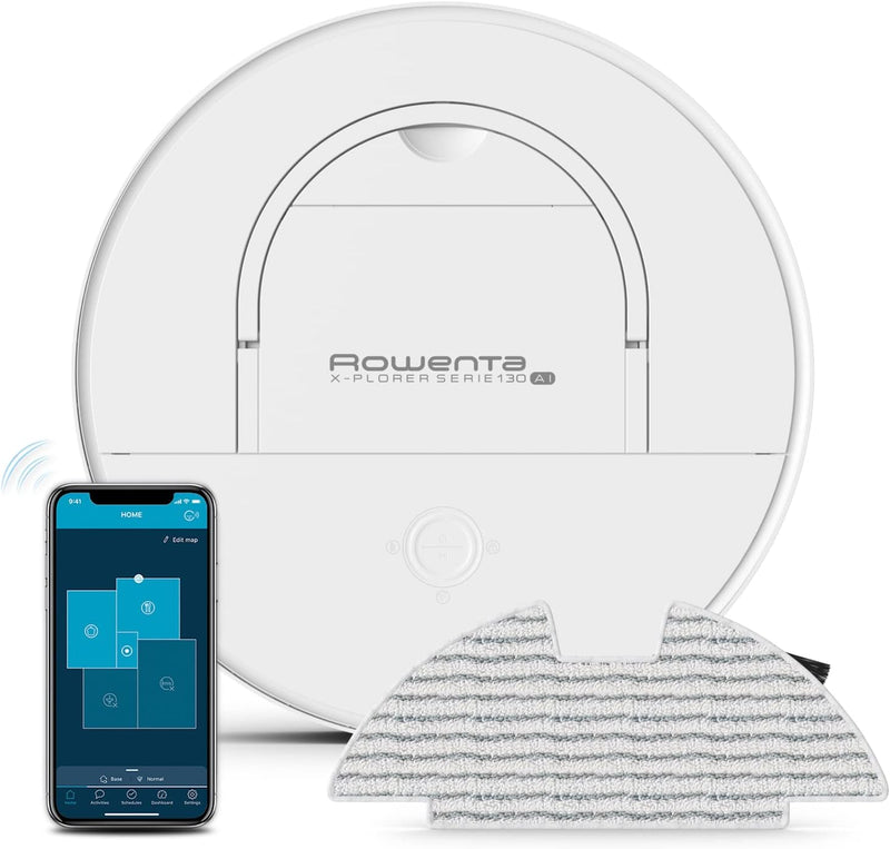 Rowenta RR9067 X-Plorer Serie 130 AI | 4-in-1 Wisch- & Saugroboter | ultraflach mit 8cm | Laser + Ka