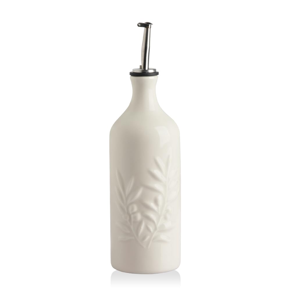 Sweejar Home Keramische Olivenölspenderflasche, 570ml Relief Opaque Oil Cruet schützt Öl, um Oxidati