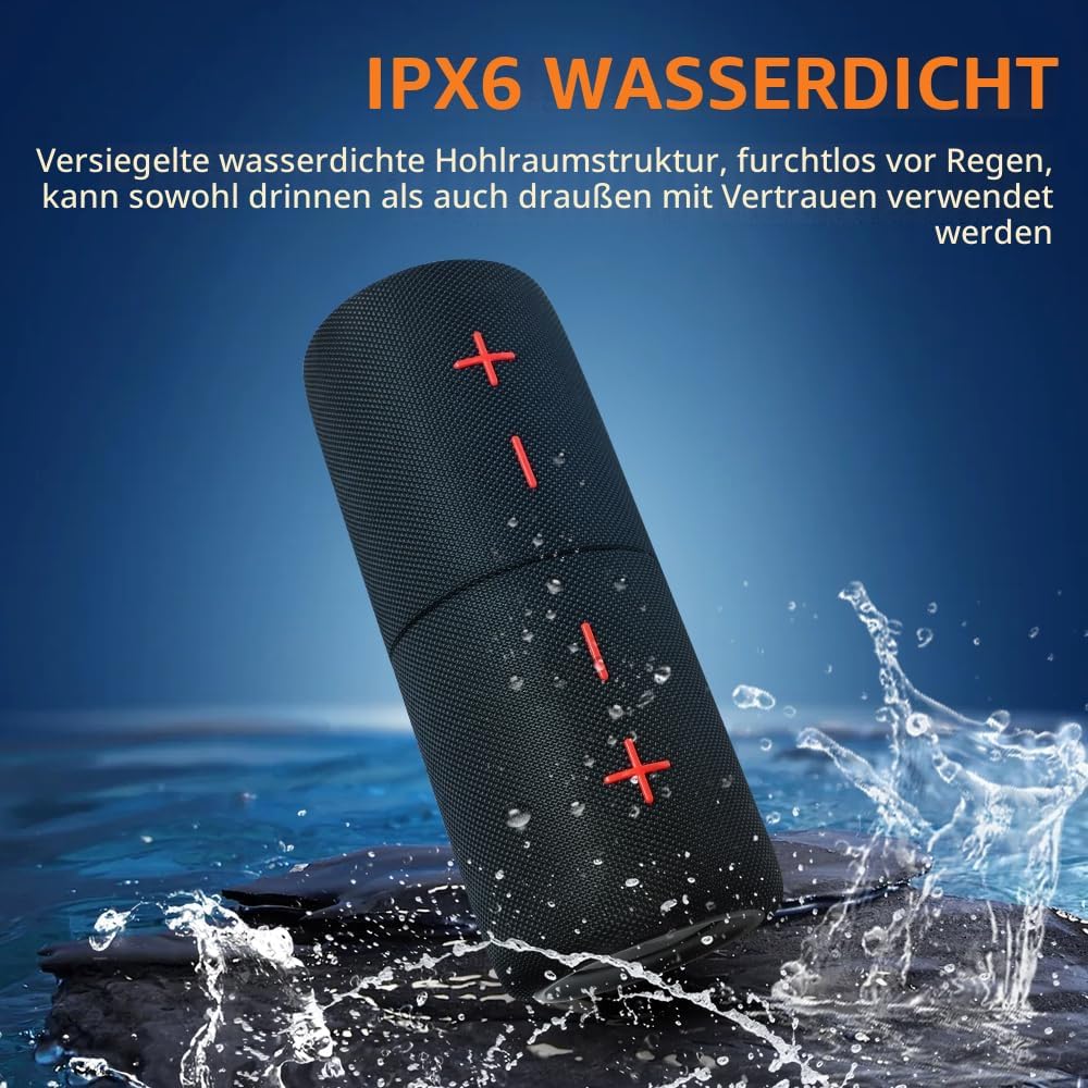 CYBORIS 2-in-1 Tragbarer 40W Dual Bluetooth Lautsprecher, Wasserdichter Musikbox V5.3 mit Tiefem Bas