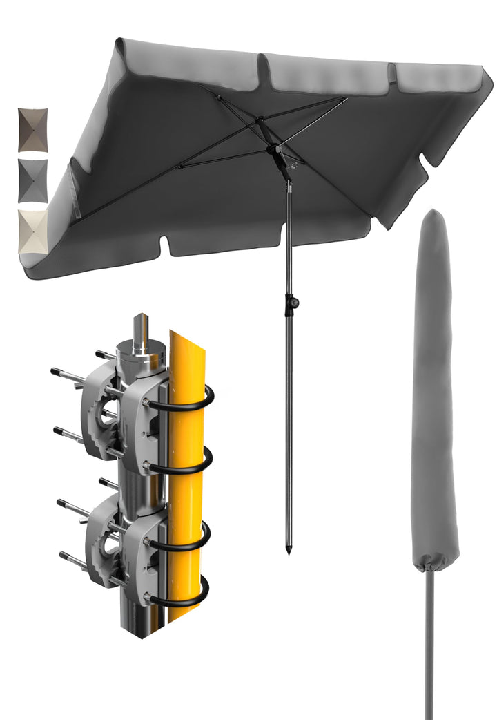 4smile Sonnenschirm Balkon SunnyShade - Sonnenschutz Balkon 4-in-1 SET, Anthrazit - Sonnenschirm rec