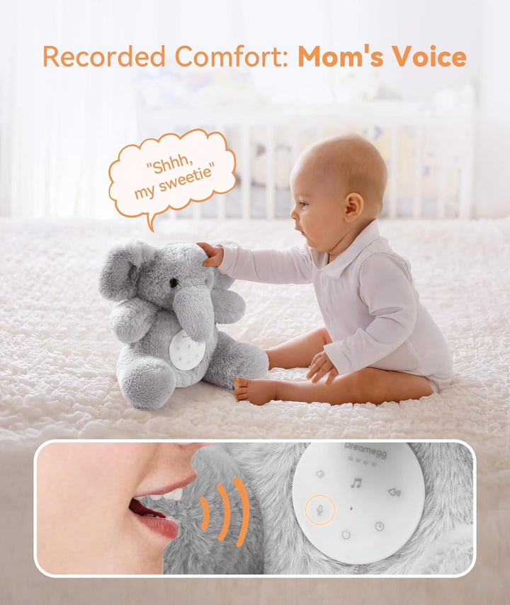 Dreamegg Einschlafhilfe Babys mit 21 Sounds & Aufnahmefunktion | Kuscheltier Baby mit Abnehmbares So