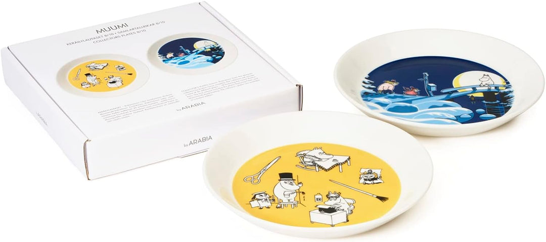 Arabia Moomin Teller-Set Office & Winternacht, aus Vitroporzellan, 2 teilig, Masse: 19,6 x 2,7 cm, 1