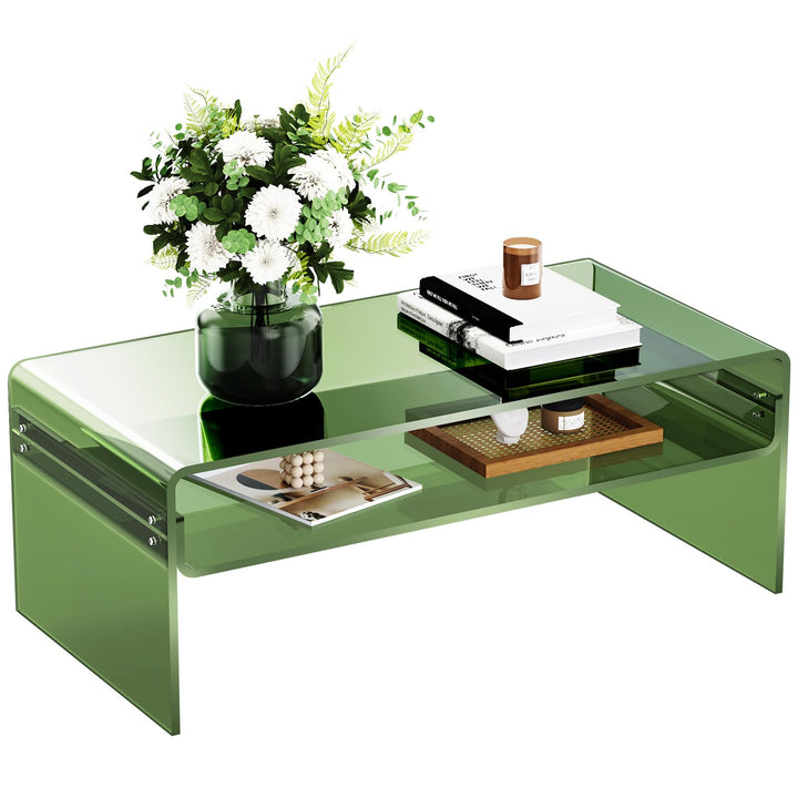 Acryl Couchtisch für Wohnzimmer, Wohnzimmertisch Beistelltisch Transparent, Lucite Tisch mit Offenem
