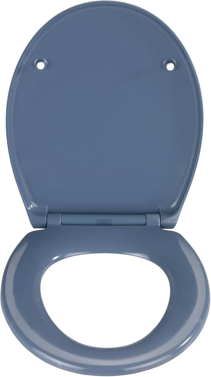 WENKO WC-Sitz Samos Slate-Blue, hygienischer Toilettensitz mit Absenkautomatik, mit Fix-Clip Hygiene