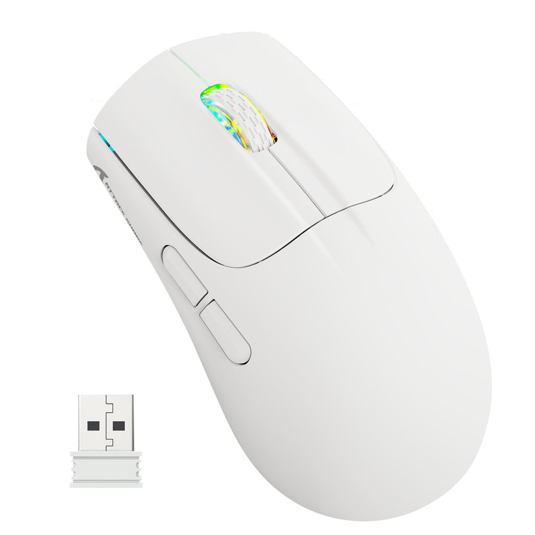 ATTACK SHARK X5 49g Leichtgewicht Funk Gaming Maus &amp; RGB Backlit-Weiss, Weiss