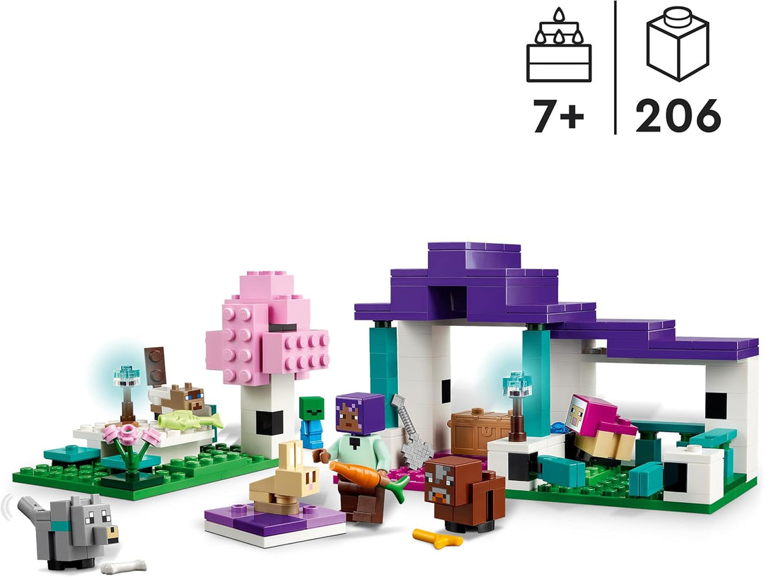 LEGO Minecraft Das Tierheim, Spielzeug mit vielen Tier-Figuren für Mädchen und Jungen ab 7 Jahren, G