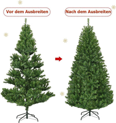 COSTWAY 120/150/180/210cm LED Künstlicher Weihnachtsbaum mit 11 Lichtmodi und 5 Farbwechsel, Tannenb