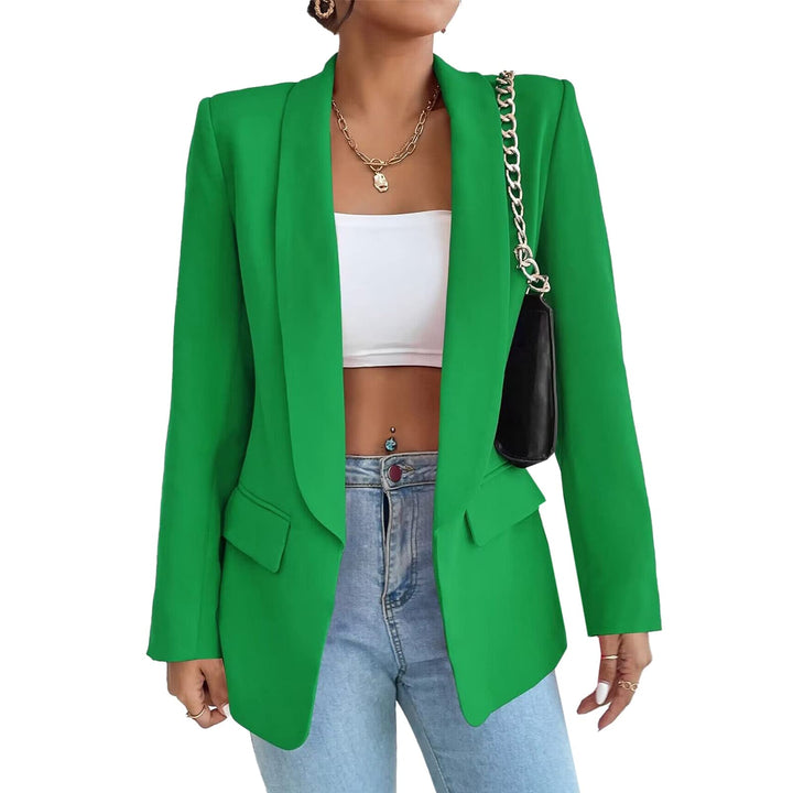 Damen Blazer Langer Casual Open Front Blazer Arbeit Büro Jacken mit Taschen Grün XS, Grün XS