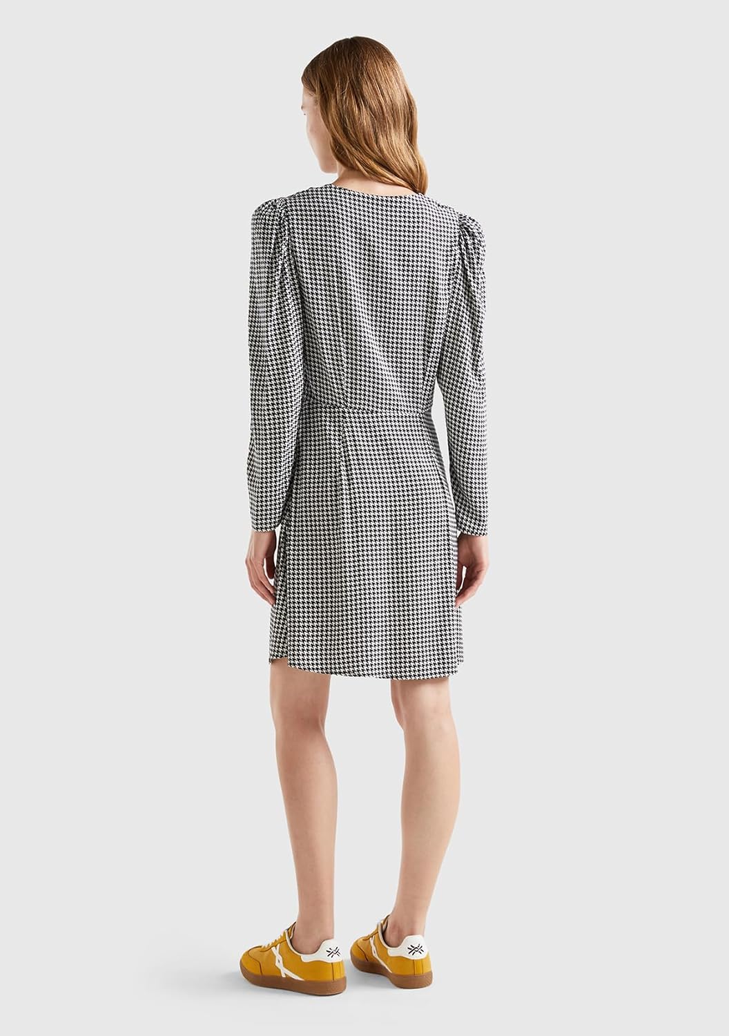 United Colors of Benetton Damen Kleid S Pied De Poule Weiss und Schwarz 63u, S Pied De Poule Weiss u